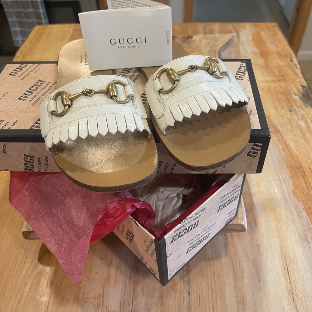 Genuine Gucci leather sandals, women’s size 39.5 or 9 US women’s.